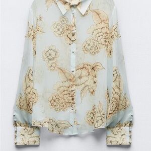 Zara Floral Blouse and skirt - Cream and Beige
